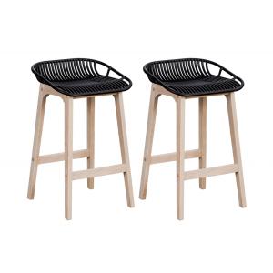 Lot de 2 tabourets d'ilot et bar 65 cm en chêne et assise n…
