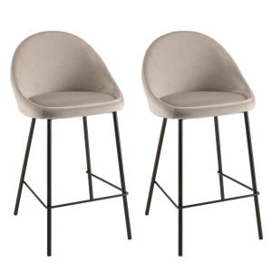 Lot de 2 tabourets d'ilot velours chamois hauteur d'assise…