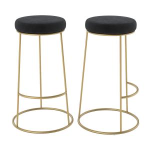 Lot de 2 tabourets de bar 73 cm en velours noir