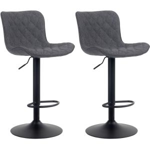 Lot de 2 tabourets de bar ajustables pivotants tissu Noir
