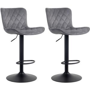 Lot de 2 tabourets de bar ajustables pivotants velours Gris…