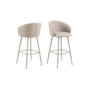 Lot de 2 tabourets de bar avec accoudoirs en tissu beige