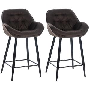 Lot de 2 Tabourets de bar Avec accoudoirs tissu Marron