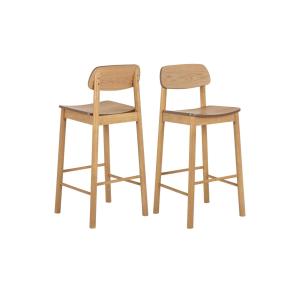 Lot de 2 tabourets de bar avec dossier en bois naturel