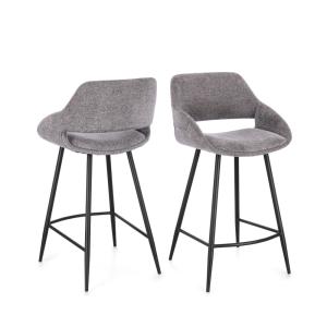 lot de 2 tabourets de bar avec repose-pieds en tissu