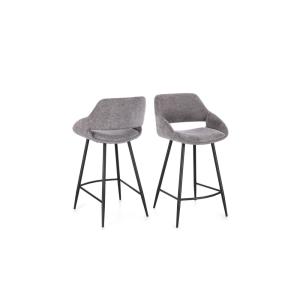 Lot de 2 tabourets de bar avec repose-pieds en tissu gris