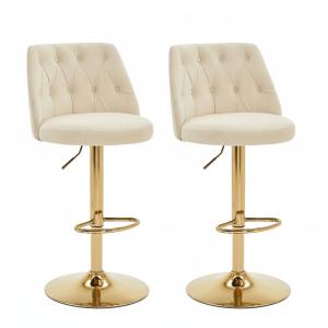 Lot de 2 tabourets de bar beige réglables pivotants avec pi…