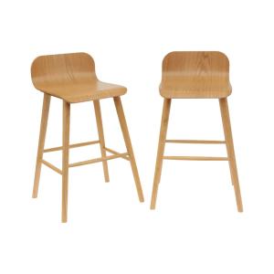 Lot de 2 tabourets de bar bois d'hévéa 67,5cm naturel