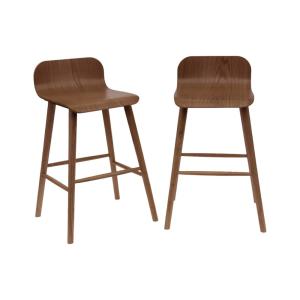 Lot de 2 tabourets de bar bois d'hévéa 67,5cm noyer