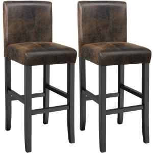 Lot de 2 tabourets de bar bois simili cuir avec dossier mar…