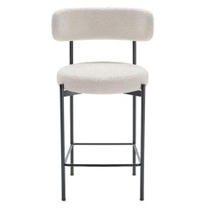 Lot de 2 tabourets de bar bouclette blanche