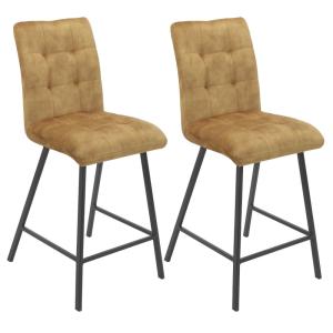 Lot  de 2 tabourets de bar capitonnés jaune