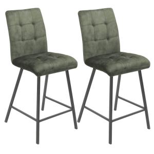 Lot de 2 tabourets de bar capitonnés vert