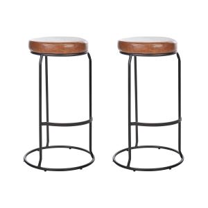 Lot de 2 tabourets de bar cuir pu marron