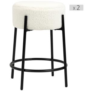 Lot de 2 tabourets de bar design acier noir effet laine bou…