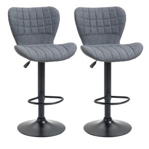 Lot de 2 tabourets de bar design contemporain tissu gris