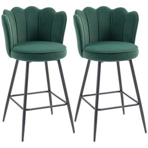 Lot de 2 tabourets de bar dossier en forme pétales velours…