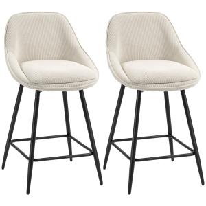 Lot de 2 tabourets de bar dossier repose-pieds en velours c…