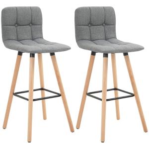 Lot de 2 tabourets de bar dossier repose-pieds tissu aspect…