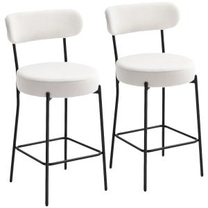 Lot de 2 tabourets de bar dossier repose-pieds tissu boucle…