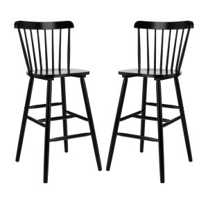 Lot de 2 Tabourets de bar en Bois d'hévéa Noir