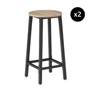 Lot de 2 tabourets de bar en Bois et acier Hauteur 66 cm Bo…