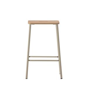 Lot de 2 tabourets de bar en bois et métal H65cm - Beige