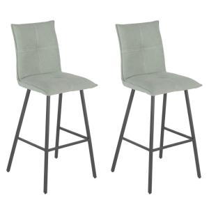 Lot de 2 tabourets de bar en coton vert et métal gris