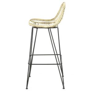 Lot de 2 tabourets de bar en kubu naturel