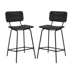 Lot de 2 tabourets de bar en métal et corde tressée noire 6…