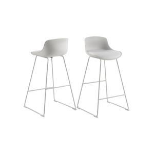 Lot de 2 tabourets de bar en métal et simili blanc