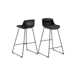 Lot de 2 tabourets de bar en métal et simili noir