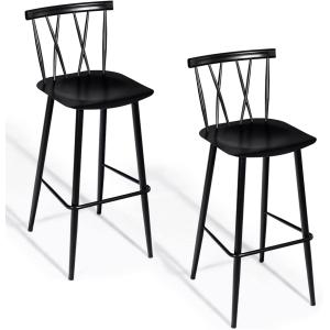 Lot de 2 tabourets de bar en métal noir avec repose-pieds 4…