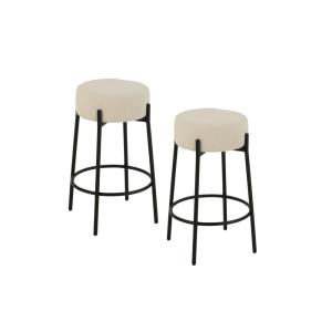 lot de 2 tabourets de bar en métal noir et bouclette