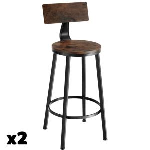 Lot de 2 tabourets de bar en panneau aggloméré 74 cm bois c…