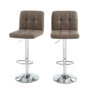 Lot de 2 tabourets de bar en pu marron piètement chromé