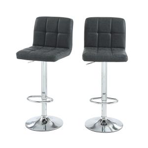 Lot de 2 tabourets de bar en pu noir piètement chromé