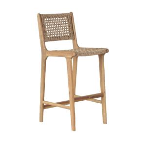 Lot de 2 tabourets de bar en résine tressée - Bois clair