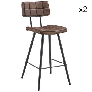 Lot de 2 tabourets de bar en simili marron