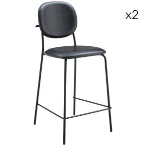 Lot de 2 tabourets de bar en simili noir