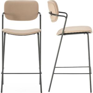 Lot de 2 tabourets de bar en simili taupe