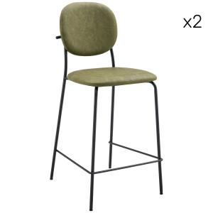 Lot de 2 tabourets de bar en simili vert