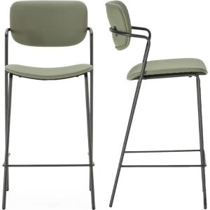 Lot de 2 tabourets de bar en simili vert olive
