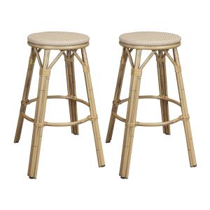 Lot de 2 tabourets de bar en textilène beige