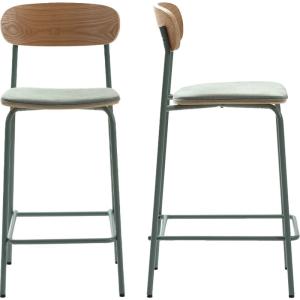 Lot de 2 tabourets de bar en tissu aigue-marine et effet bo…
