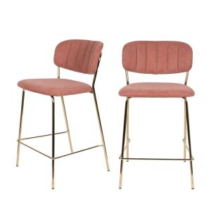 Lot de 2 tabourets de bar en tissu avec pieds dorés H65cm -…