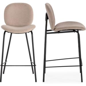 Lot de 2 tabourets de bar en tissu beige
