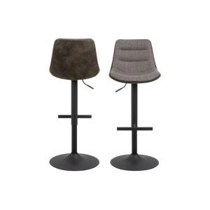 Lot de 2 tabourets de bar en tissu bicolore brun et gris