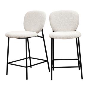 Lot de 2 tabourets de bar en tissu bouclette et métal H65cm…