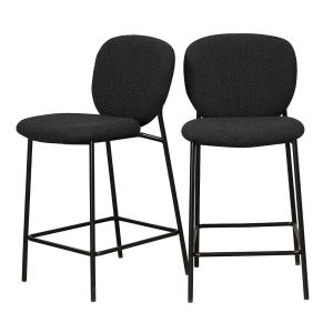 Lot de 2 tabourets de bar en tissu bouclette et métal H65cm…